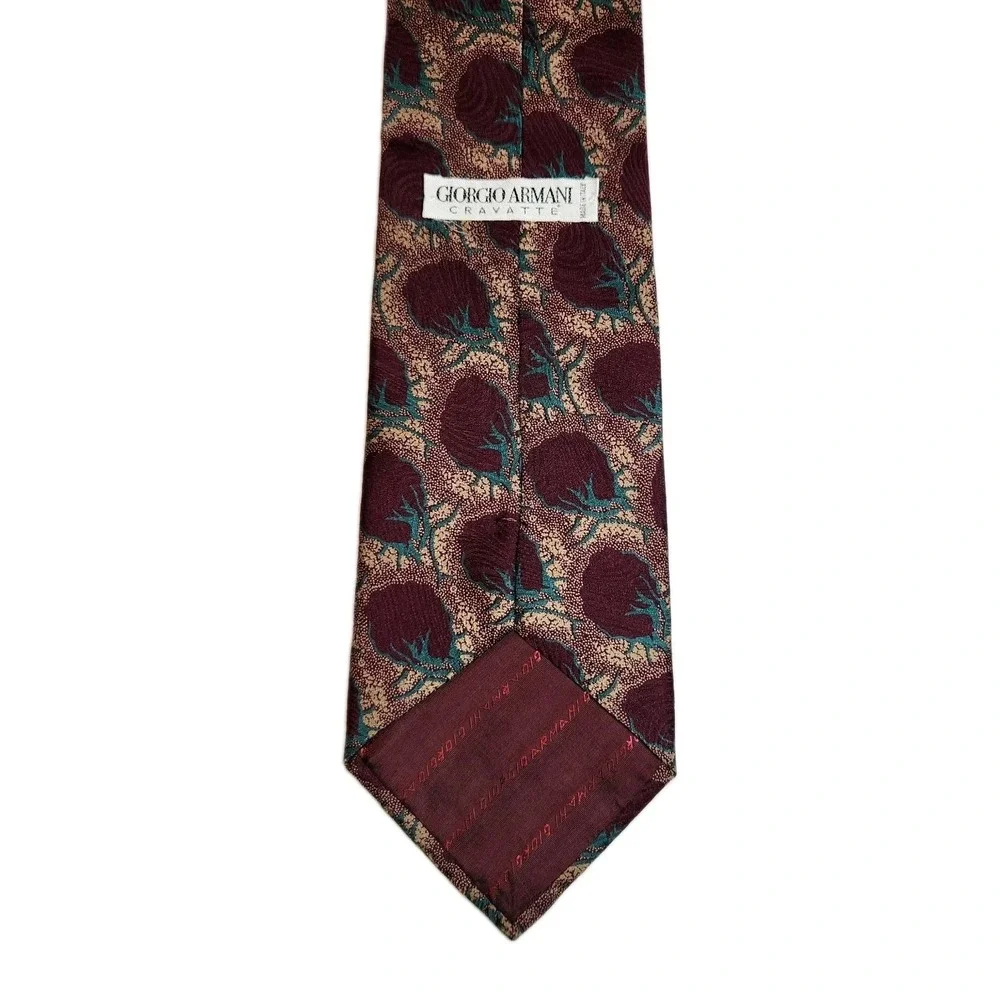 Vintage Giorgio Armani Cravatte Silk Tie Italy Abstract Eggplant Vegetable